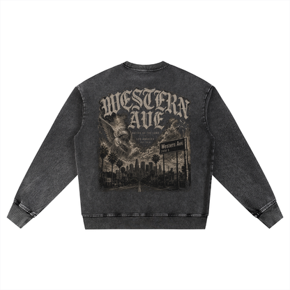 Native of the Land “Western Ave” Vintage Wash Oversized Crewneck
