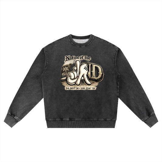 Native of the Land “Western Ave” Vintage Wash Oversized Crewneck